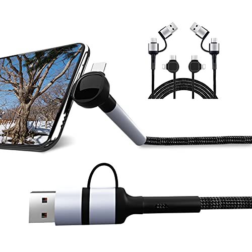 Multi Charging Cable 2Pack/3.3FT 4 in 1 60W USB Type-C Cable Fast Charging Cable with Holder Nylon Braided Universal USB C Fast Charging & Data Transmission Cable for Smart Phone Devices and More