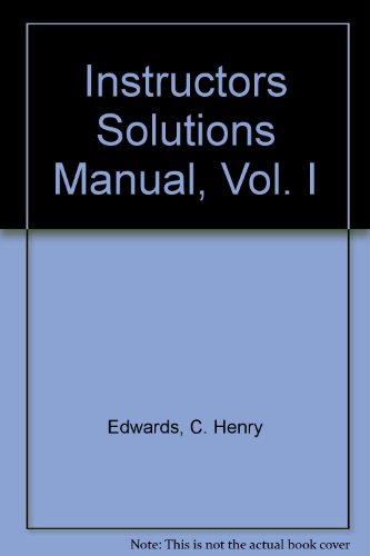 Instructors Solutions Manual, Vol. I 0130460109 Book Cover