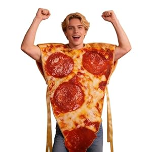 Kostüm In Form Einer Pizzascheibe - Lustiges Essen Outfit Für Cosplay | Halloween Pizza-Outfit Für Erwachsene | Für Paare, Kinder, Verkleidungspartys, Karneval, Rollenspiel, Weihnachten, Geburtstag Un