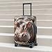 QSMBNET Travel Luggage Cover Hippopotamus in Water Spandex Suitcase Protector Washable Baggage Covers Fashion Elastic Scratch-Resistant Luggage Cover Protector Fits 18-32 Inch Luggage