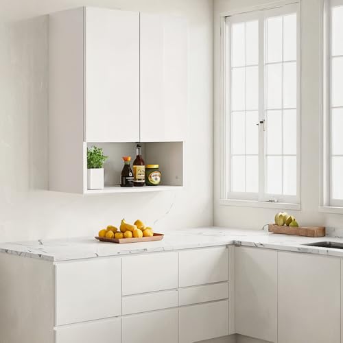 Lista de Despensero para Cocina del mes. 46 Alacena Gabinete para Cocina 2 Puertas, Mueble Superior de Cocina con Repisa Flotante Blanco 60 * 30 * 80cm