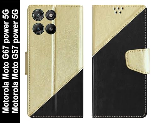 Image of SBMS Flip Cover for Motorola Moto G67 Power 5G / Moto G57 Power Back Cover Case with Magnatic Closure | Genuine Leather Finish | Inbuilt Stand | Card & Money Pocket | Wallet Style Case (MultiBlack)