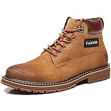 [ロムリゲン] ブーツ ワークブーツ レースアップ メンズ ビジネスブーツ レザーブーツ カジュアルシューズ 滑り止め 厚底 カジュアル 防寒 通気性 本革 通勤 通学 冠婚葬祭 イエロー 25.5cm JDL8805