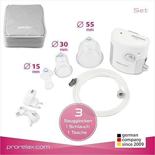 prorelax Vacuum Massager Sensitive, Dispositivo Anticellulite per Una Pelle Bella e Sana, Massaggio Elettrico a Coppa, 3 Ventose di Diverse Dimensioni, Potenza di Aspirazione Regolabile - 6