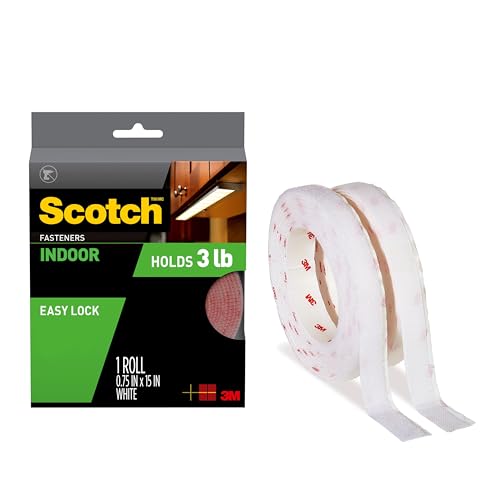 Image of Scotch Multi-Purpose Hook and Loop Fasteners, 1 Roll, White, for Indoor Use, 3 /4 in x 15 ft
