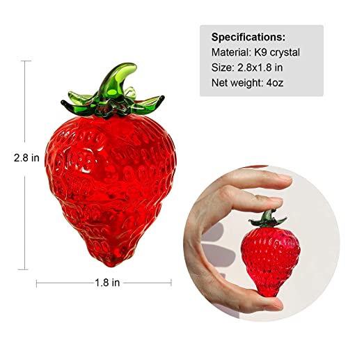 LONGWIN Crystal Mini Strawberry Collectible Figurines Paperweight Glass Fruit Figurine Tabletop Centerpiece Ornaments Home Decor Gift for Christmas Day, Birthday - Thumbnail 7