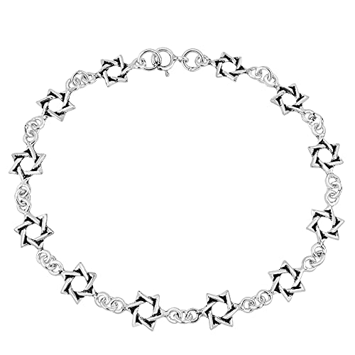 Aeravida Religious And Meaningful Jewish Faith Linked Star Of David Charms .925 Sterling Silver Chain Bracelet | Jewish Bracelet For Women | Star Of David Charm For Bracelet | Link Bracelet #TOP17