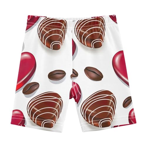 Joisal Under Dress Shorts Funny Cotton Girls Biker Shorts Toddler 4t Kids Clothing Chocolates Coffee Beans Hearts White