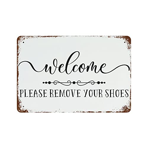 Panneau Welcome Please Remove Your Shoes pour garder une entrée propre et accueillante