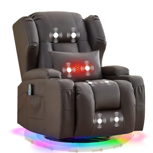 Sillón reclinable eléctrico marrón de cuero sintético miniatura 1