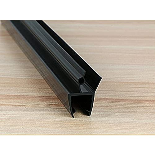 Queenbox 2-Pack 19.6In Frameless Shower Door Seal For 1/4" Glass Door Sweep Bottom Seal Strip With Drip Rail Stop Shower Leak, Black #TOP4