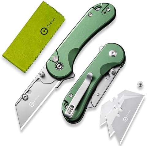 CIVIVI Folding Utility Knife Box Cutter, Elementum Utility Pocket Edc Knife with 3Pcs Extra Razor Blades, Three Ways to Open, Ideal Gifts for Men Women C23039B-3 Cover