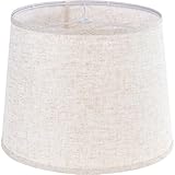 GO&SO Large Oatmeal Linen Drum Lamp Shade - 14'x16'x11' (Spider) - Farmhouse Style Replacement for Table, Floor & Bedside Lamps - Handcrafted Natural Linen Fabric - Easy Assembly