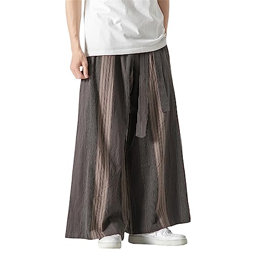 Pantalon en lin homme grand coupe rétro chic en tissage de coton premium gris