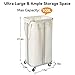WOWLIVE 100L Rolling Laundry Hamper with Wheels Large Basket Organizer Laundry Cart with Steel Frame and Removable Bag Foldable Tall Dirty Clothes Hamper Dorm Room Storage for Bedroom (Light Beige)