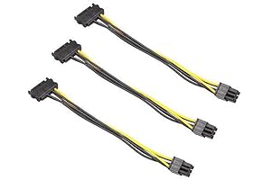3Pack 6 Pin PCI-e to SATA Power Cable - 8 Inches