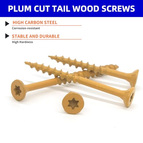 Image of 100Pcs 2.5 Inch Wood Screws, Deck Screws #10 x 2-1 /2 inch, Rust Resistant Epoxy Coated Construction Screw, Torx Drive Head, Framing Screw for Outdoor Woodworking Projects | Rust Resistant Epoxy Coated Construction Screw, Torx Drive Head, Framing Screw