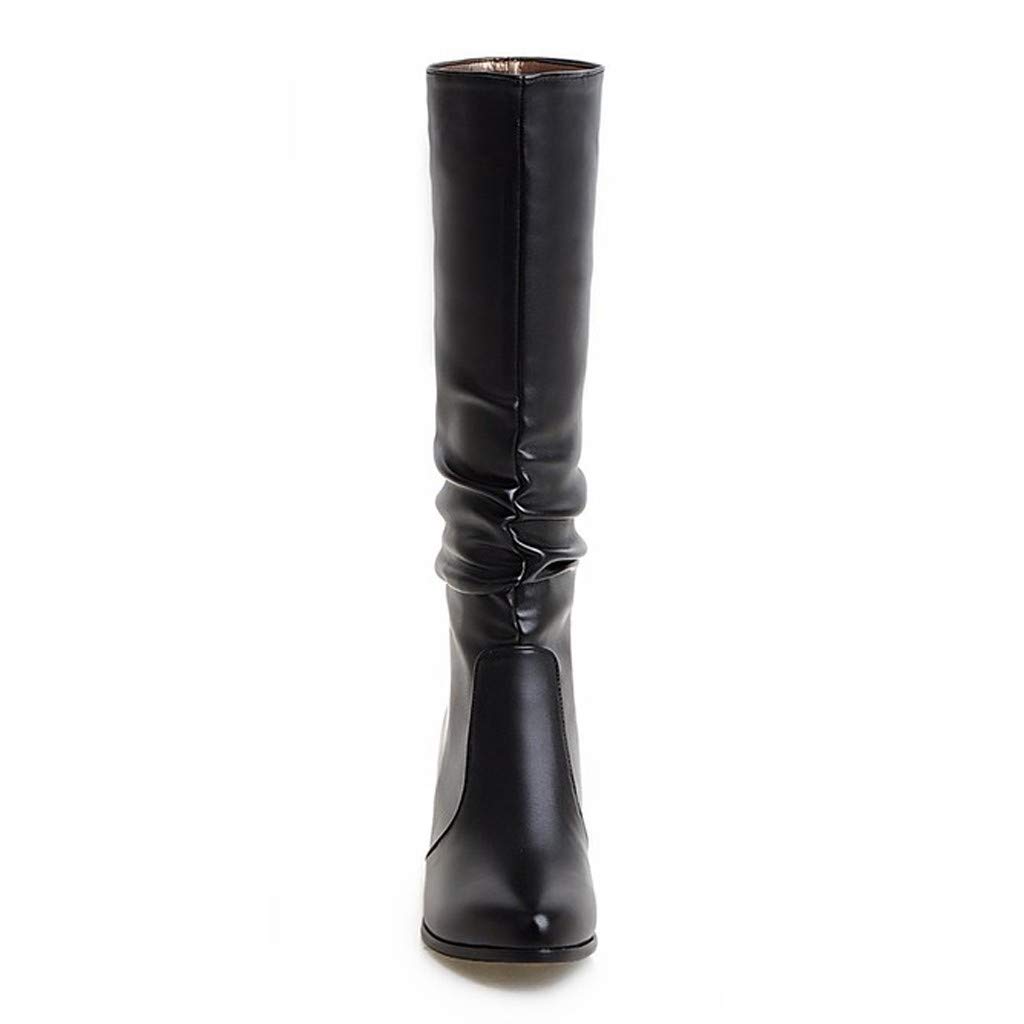 Bottines élégantes pour femme - Bottes longues avec talon - Bottes en cuir imperméables - Bottes longues - Bottes d'hiver classiques - Bottes de cowboy - Bout pointu