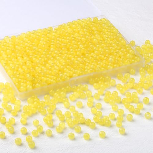 NUKAYAI 500Pcs Yellow 6mm Glass Beads for Bracelets Necklace Round Glass Crystal Beads for Bracelet DIY Crafts Jewelry Making Kits Earring Necklaces (Yellow)