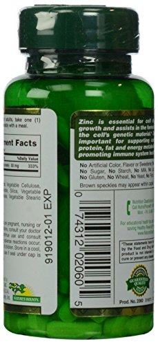 Nature's Bounty Zinc (Zinc Gluconate) 50 Mg, 100 Caplets #TOP2