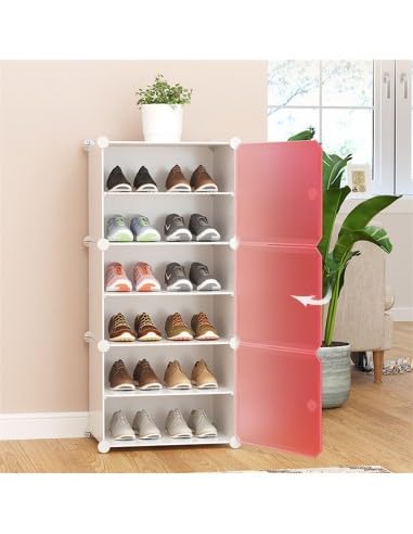 Image of Owme 6 Tier Shoe Rack with Shelf, Folding Shoe Rack for Bedroom, Living Room,Entryway,Footwear Stand for Home, Organizer, One Size,ShoeRack Plastic - White
