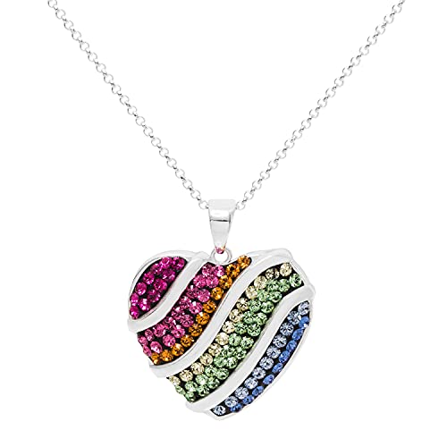 HOT SILVER Jewelry for Women Sterling Silver Crystal Heart Pendant
