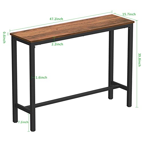 Mr Ironstone Bar Table, 47" Pub Table High Top Table Rectangular Bar Height Table Sofa Console Table Dining Coffee Table, For Narrow Space, Living Room, Sturdy Metal Frame, Easy To Set Up, Vintage #TOP2