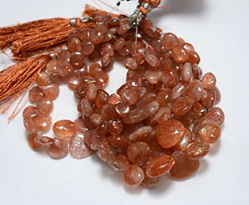 LKBEADS Koraliki w kształcie serca z kamieniem słonecznym, zwykły kamień szlachetny w kształcie serca, kamień szlachetny do biżuterii, ok. 25 cm