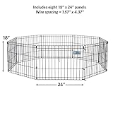 MidWest Homes for Pets Hunde-Gehege aus Metall, zusammenklappbar, mit Tür, inklusive Erdspießen, bietet 1,5 m² Spielfläche, 61 cm hoch, schwarz elektrostatisch beschichtet.