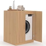 IDMarket - Mueble para lavadora Juliette con efecto de celosía y listones de madera, color roble
