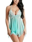【HOHE QUALITÄT】 Das Negligé-Spitzenkleid besteht aus weicher Spitze und Mesh, ist dehnbar und atmungsaktiv. Die einzigartige Stickerei zeigt perfekt die sexy Körperlinie, sexy und verführerisch, um die Aufmerksamkeit Ihres Liebhabers auf sich zu ziehen. Der sexy Pyjama für Frauen.