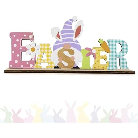 ALLY-MAGIC Easter Wooden Gnome Decorations Cover