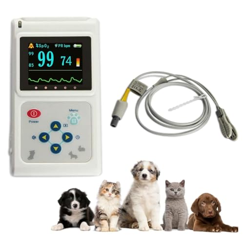 Oxímetro de pulso veterinario portátil, monitor de frecuencia cardíaca preciso para mascotas, para gatos y perros, equipo de monitoreo médico de saturación de oxígeno en sangre, sonda con sensor