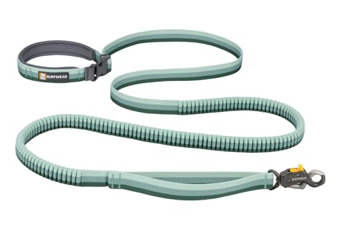 Ruffwear, Roamer Lock Dog Leash, Hands-Free Waist Option, Auto-Locking Talon Clip, Shock-Absorbing Stretch, Padded Handle, Traffic Handle, Trail-Tough for Any Adventure, River Rock Green, 7.3'-11'
