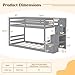 Giantex Twin Over Twin Bunk Bed with Stairs, Solid Wood Floor Bunk Bed with Storage Staircase & Full-Length Guardrails, Low Bunk Bed with for Kids, Teens, Adults, Dorm, Small Space, Grey