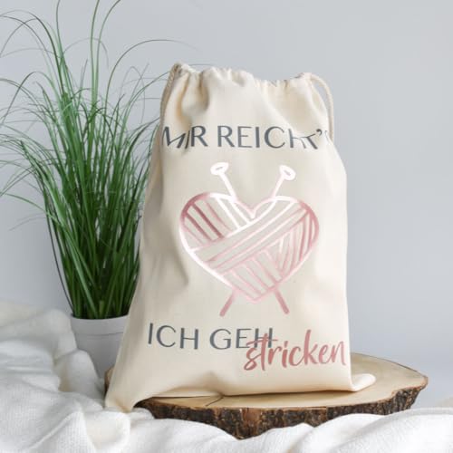 Projektbeutel „Mir reicht, ich geh stricken“ – Aufbewahrungstasche für Wolle & Zubehör – Bild 3