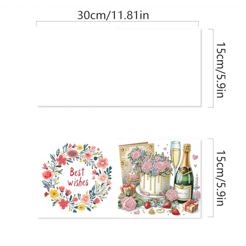 Awesocrafts 6pcs Diamond Art Christmas Cards Kits Flower Cake, DIY Diamond Painting Cards Sets - Image 2
