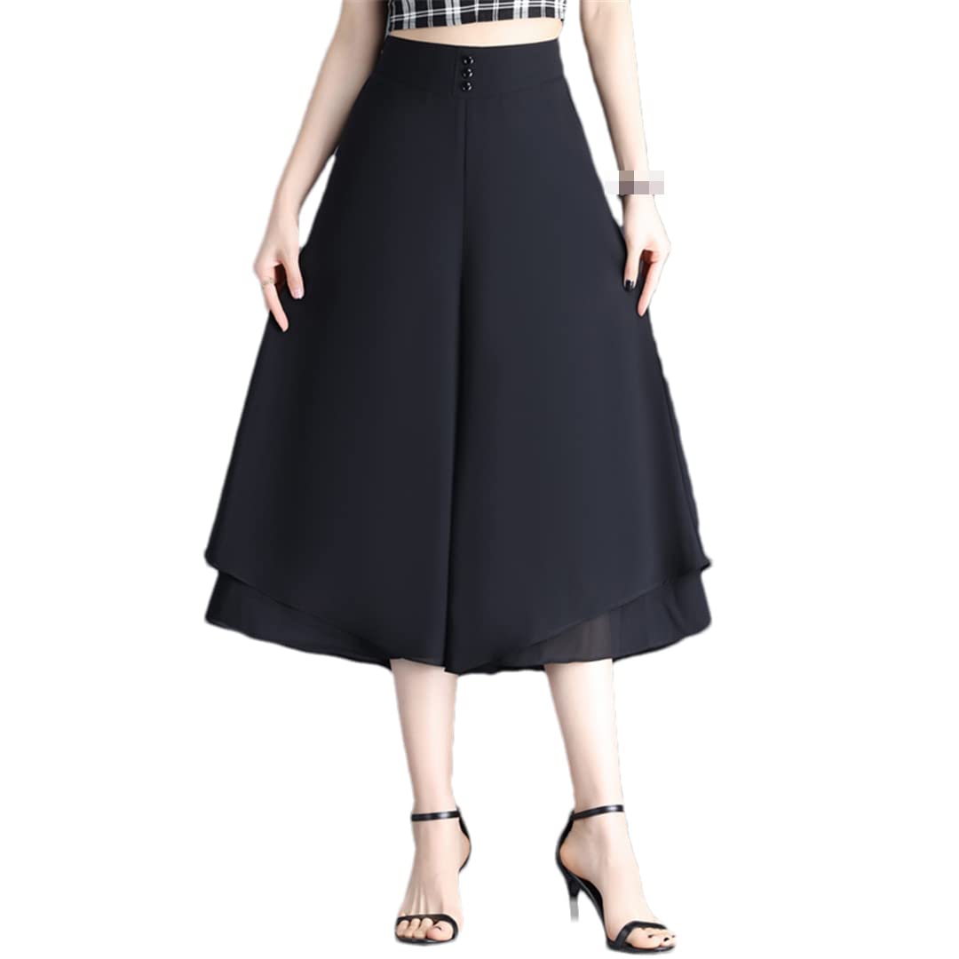 Deepsko Womens Chiffon High Waist Pants Summer Retro Loose Wide Leg Pants