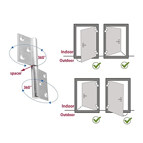 Lc Lictop 2.5 Inch 3 Hole Flag Hinge Lift Off Detachable Stainless Steel Hinges 4 Pcs #TOP4