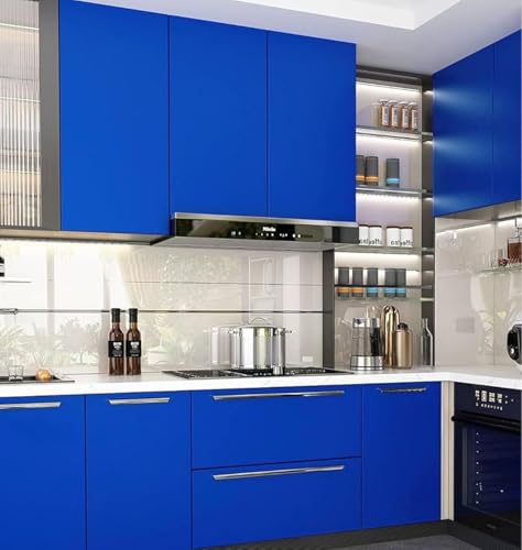 Image of WALLMATE Royal Blue Peel and Stick Wallpaper Self-Adhesive Removable Thicken Waterproof Wallpaper for Kitchen Countertop Cabinet (2 Feet by 4 Feet-Pack of 2, Matte Royal Blue Wallpaper)