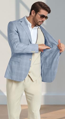 Men's Casual Blazer Slim Fit Suit Jacket for Men Plaid Blazer 2 Buttons Sports Coats for Mens Lightweight Blazers3