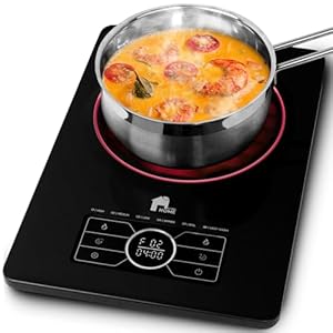 EconoHome Superconductor Portable Cooktop – Extra Thin & Portable Electric Stove for Cooking, Kitchen, Home, Apartment, Dorm – Stainless Steel, Microcrystalline Glass Burner – Adjustable Temperature