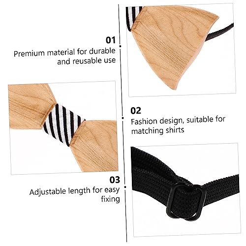 CLISPEED Novelty Wooden Bowtie for Boys and Girls Pre-tied Festival Suit Accessory Decorative Bowknot Tie for Children Adjustable Size for Weddings and Parties2