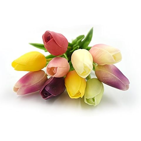 smylls 10 pcs Holland Tulips Flowers Latex-Look Like Real,Eco-Friendly Odourless Artificial Flowers (10, Multiple Colors) Cover