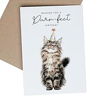 🎉 Maine Coon Cat Birthday Card – Cute Cat Lover Card with Party Hat – Purr-fect Birthday Greeting Card for Cat Owners — printed on 100% recycled 300gsm card for a joyful, eco-friendly celebration. 💌 Thoughtful Presentation: Supplied with a brown kraf...