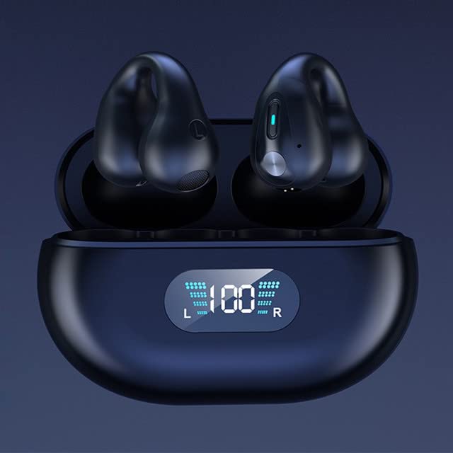 Electronics - Bluetooth 5.3 Earphones Wireless Sports Headphones Earring HiFi Bass Ear Clip Т𝖶Ѕ Earbuds Gaming Headset PK Ambie Sound Earcuffs (Black)
