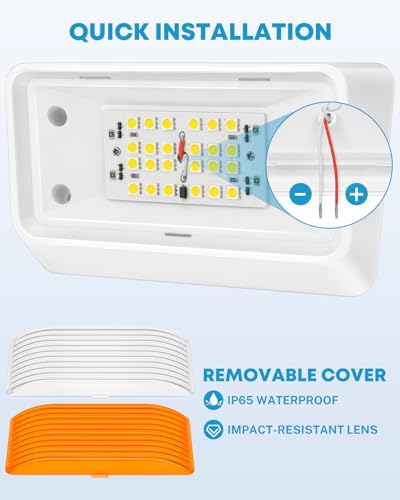 Image of Kohree 320 Lumen LED RV Porch Light Exterior Utility 12V DC Waterproof Appliance Panel (No Switch), White Base Replacement for Camper Trailer 5th Wheel, 2 Packs