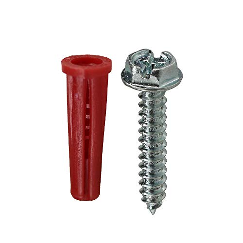L.H. Dottie K6HX Anchor Kit, Hex/Phillips/Slotted, 10 by 1-Inch Length Screw, 22 Anchor, Red