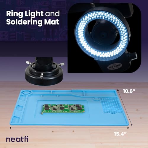 Image of Neatfi Digital Microscope for Adults, 10.1-Inch Screen, Coin Microscope with Light for Error Detection, 18x-2040x Magnification, USB Connection, 3 Lenses, 64GB SD Card (Black)