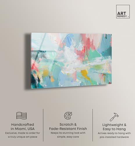 Art abstrait moderne en acrylique motif mosaïque printanière pour illuminer votre salon